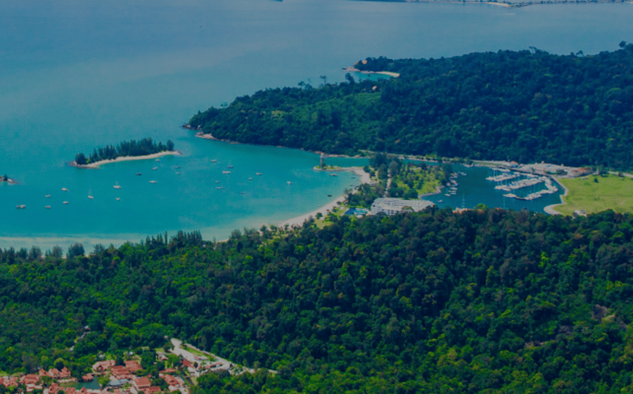 Coastline and islands of Malaysia seen from above