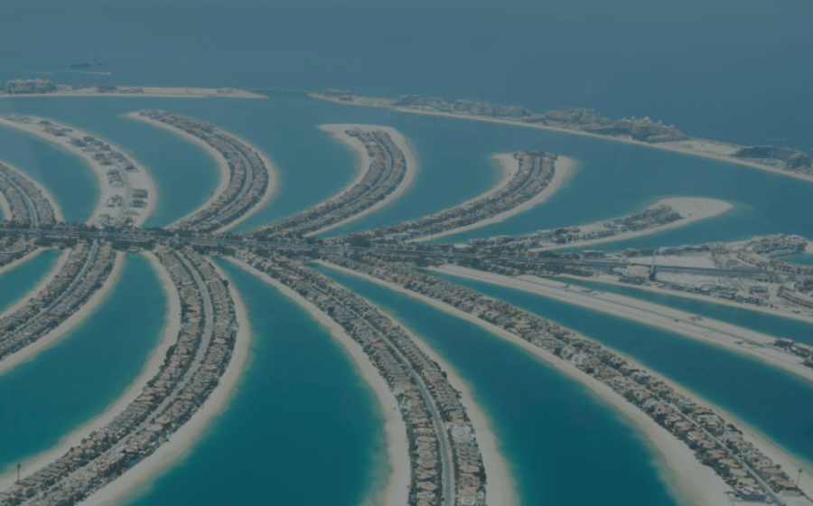 Palm-shaped artificial islands of Dubai seen from the air